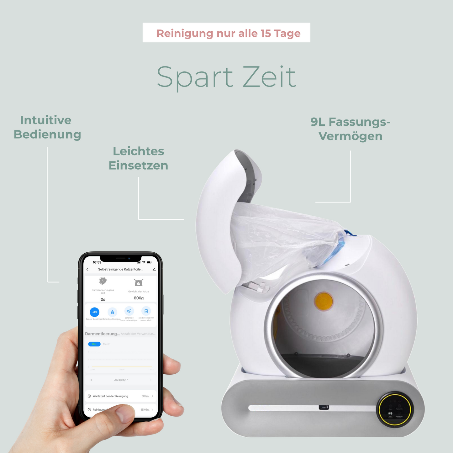 selbstreinigendes Katzenklo mit App